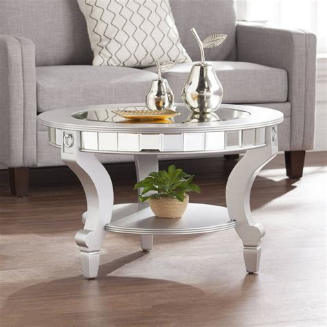 Ladislas Glam Mirrored Round Coffee Table Matte Silver By Ember Interiors