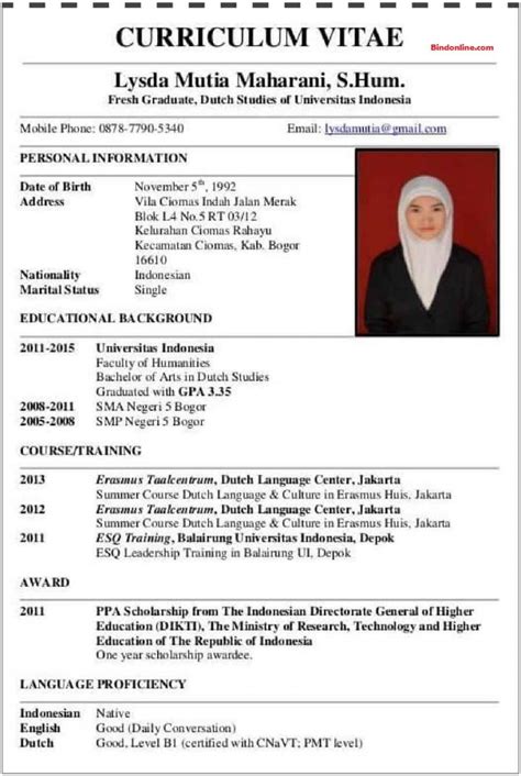 Contoh Cv Bahasa Inggris Yang Menarik Contoh Cv Curriculum Vitae Porn Sex Picture