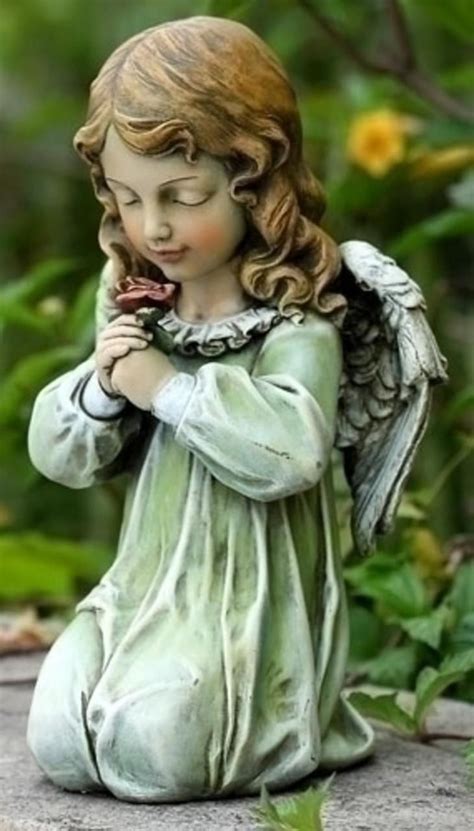 115 Josephs Studio Kneeling Angel With Rose Outdoor Garden Statue