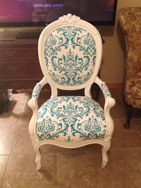 Pair of rare federal inlaid and figured mahogany chairs. Antique arm chair reupholstered in turquoise and white ...