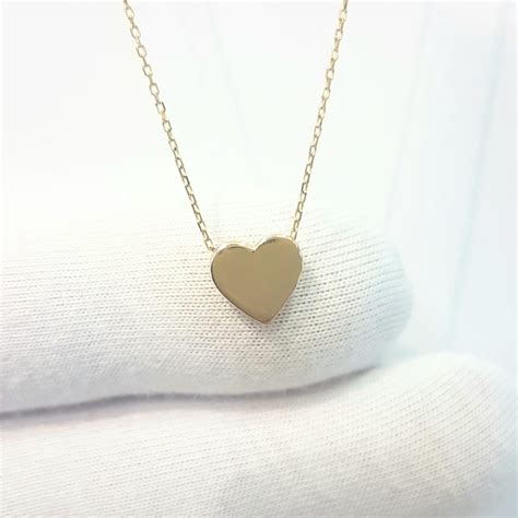K Real Solid Gold Heart Necklace For Women