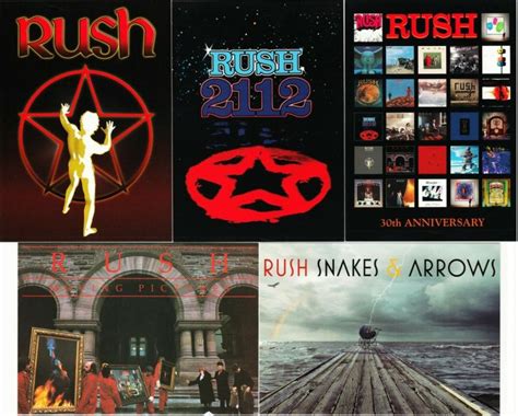 Rush Prog Rock Band Album Covers Set Of 5 Postcards Topics People