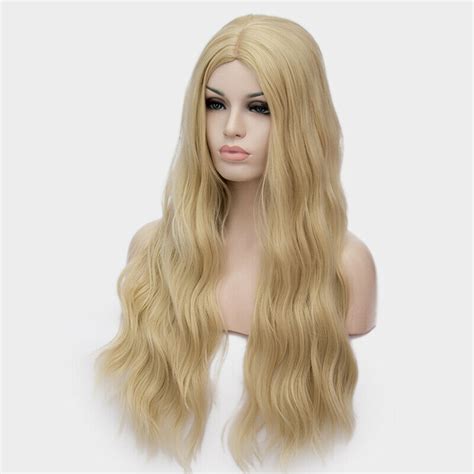 Women S Anime Long Curly Wavy Hair Party Cosplay Fluffy Full Wig Free Hair Cap Ebay