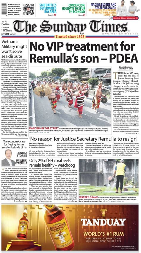 The Manila Times Front Page October 16 2022 The Manila Times