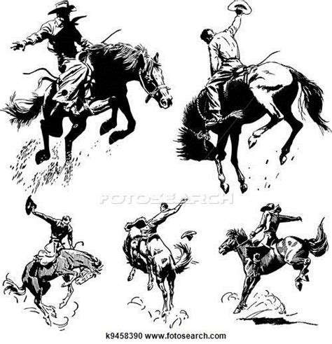 Clipart Of Vector Vintage Rodeo Graphics K9458390 Search Clip Art