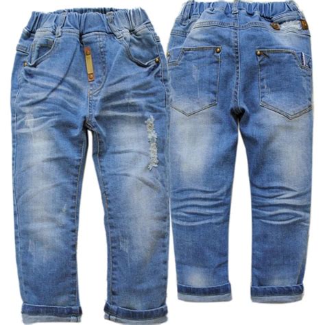 4096 Kids Spring Autumn Boys Jeans Soft Denim Pants Boy Blue Elastic