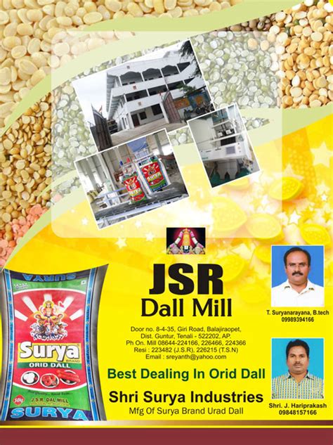 The highly praised and preferred range comprises the finest cream. Jsr Dall Mill - Pulses Mills / Dal Mill in Guntur, Andhra ...