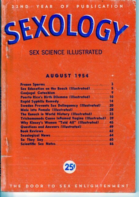 Sexology August 1954 Vintage Digest Magazine Frozen Sperms Ebay