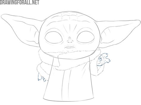 Glue the coat body to the back of the fluffy top you glued in place in the previous step. How to draw Baby Yoda (The Child)