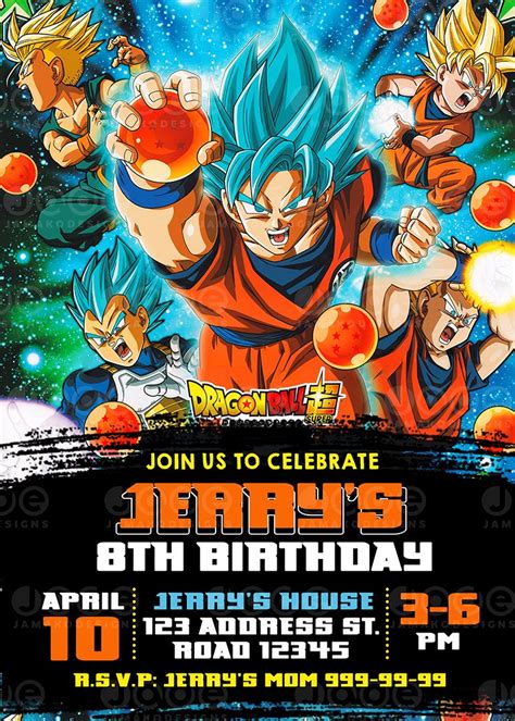 Dragon Ball Z Birthday Invitation Jamakodesigns