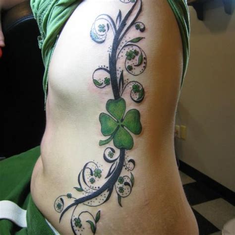Tribal 4 Leaf Clover Tattoo On Hip For Girls Tattoo Ideas