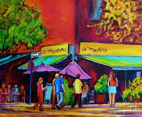Colorful Cafes Original Painting For Sale Paris Style Outdoor Sidewalk
