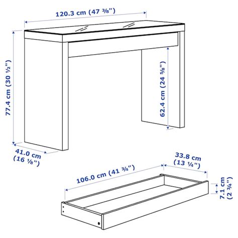 White Dressing Table Malm 120 Cm Width X 41 Cm Ikea