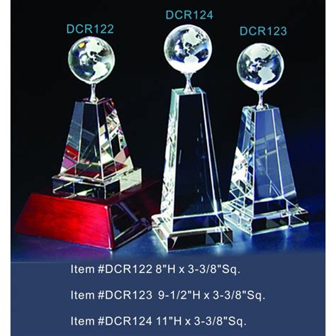 Dcr122 Globe Tower Optical Crystal Award Trophy