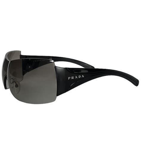 Prada Rimless Wraparound Sunglasses In Black Nitryl