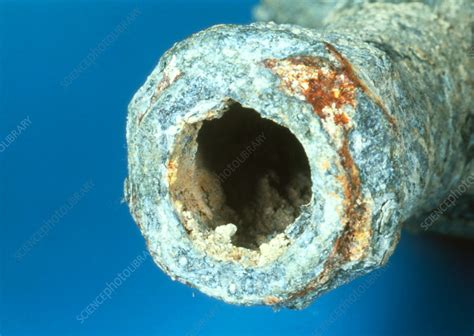 Sorry i forgot to aim. Limescale in water pipe - Stock Image - H130/0300 ...
