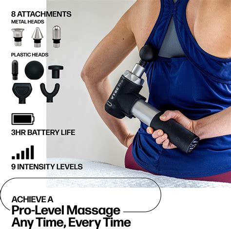 Vybe Pro Muscle Massage Gun For Athletes 9 Speeds 8 Attachments Powerful Handheld Deep