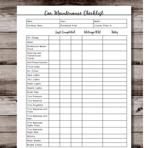 Vehicle Maintenance Log Maintenance Checklist To Do Lists Printable