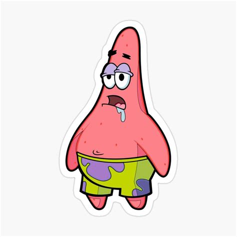Patrick Star Drooling On Himself Sticker By Ramenstop Coloring