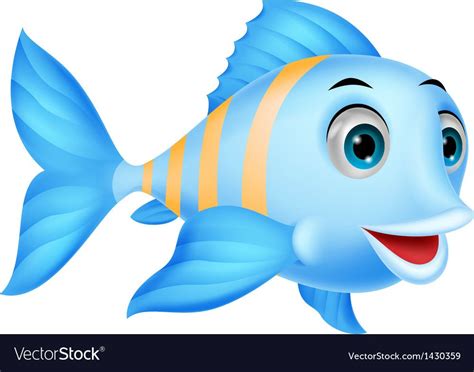 Cute Fish Cartoon Vector Image On Vectorstock Cartoon Fish Cute