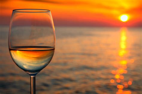 Beautiful Red Sunset And Glass Of Wine Stock Photo Download Image Now