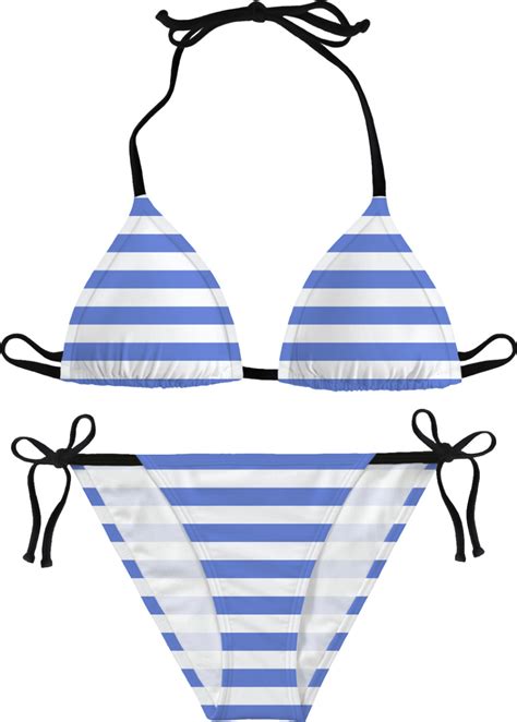 Retro Bikini Set Horizontal Marine Stripes Pattern White And Light