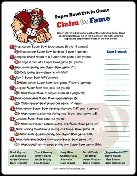 Super Bowl Trivia Multiple Choice Printable Game Updated Jan 2024