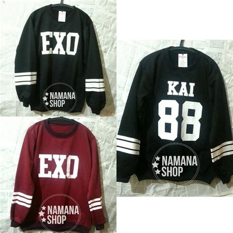 Namana Shop On Twitter Help Rt Sweater Exo Dan Kai 88 Lengan Garis Color Merah Marunblack