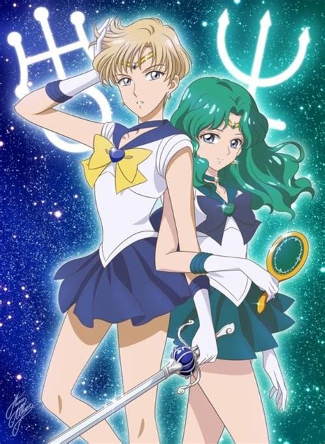 Sailor Uranus And Sailor Neptune Crystal Version By Marco Albiero Sailor Uranus Sailor Neptune