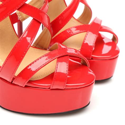 Giaro Miss Ziggy Red Shiny Strappy High Heel Sandals