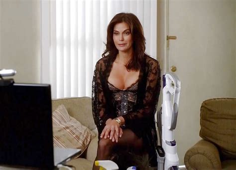 Teri Hatcher In Red Lingerie And Black Stockings And Showing Her Tits