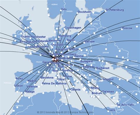 Swiss International Air Lines Route Map Europe From Zurich