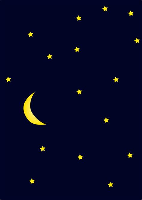 Free Clipart Moon In Dark Night Sky Full Of Stars Nature Machovka