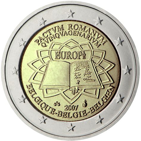 2 Euro Commemorative Coin Belgium 2007 Treaty Of Rome Romacoins
