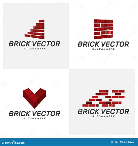 Zeichensatz Des Brick Building Logo Designvektor Brickwork Einfache