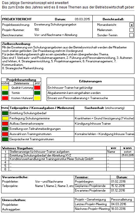 This status report is submitted to the pmo for inclusion in the project portfolio performance. Excel Vorlage: Projektstatusbericht - Hanseatic Business ...