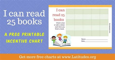 Free Reading Incentive Chart Read 25 Books Cute Kids Free