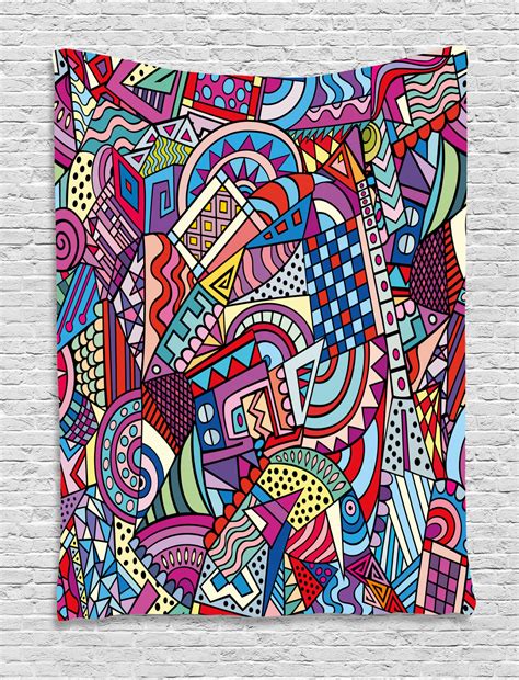 Psychedelic Tapestry Colorful Funky Art 90s Stained