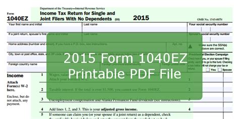 2020 individual income tax booklet including forms, instructions, tables, and additional information (12/2020). 2015 Form 1040EZ Printable PDF File And Instructions