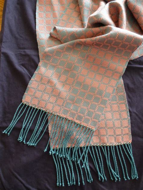 Twill Block Weave Scarf In Tencel With Fine Beaded Edge Before Fringe