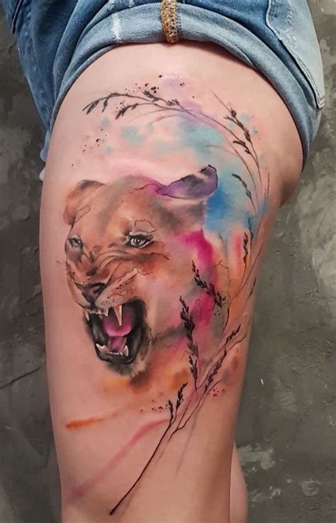 Simona Blanar Watercolor Lion Tattoo Watercolor Lion Tattoo Lioness