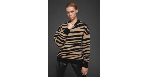 Anine Bing Cheyenne Zebra Print Cashmere Sweater Lyst