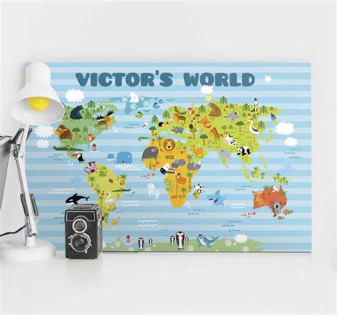 Quadro decorativo mapa mundi Mapamundi infantil personalizável