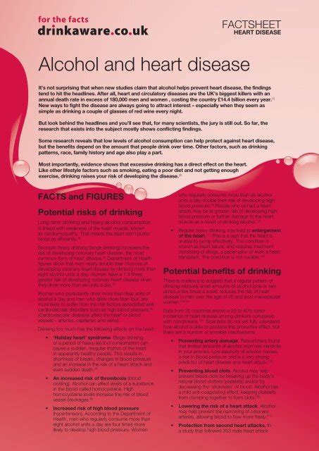 Factsheet Alcohol And Heart Disease Safer Derbyshire