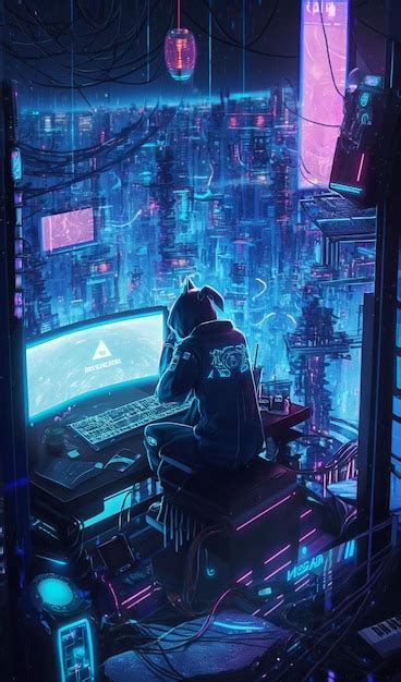 Premium Photo Neon Cyberpunk Hacker Generative Ai