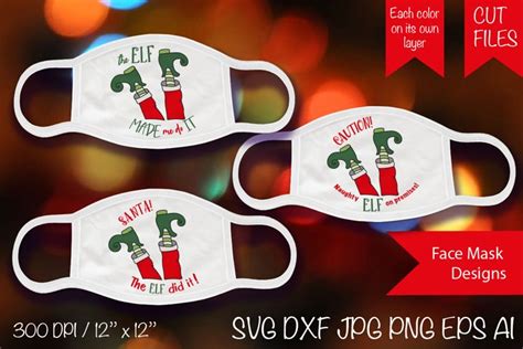 Elf Masks Sublimation Christmas Mask Svg Elf Svg Cut Files