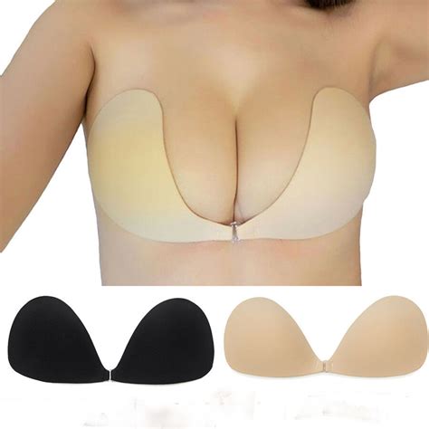 Dodoing Push Up Strapless Breathable Self Adhesive Plunge Bra Invisible