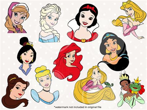 Princess Svg Bundle Princess Clipart Disney Princess Cut Images And