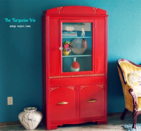 The Turquoise Iris ~ Furniture And Art Red And Turquoise Antique Hutch