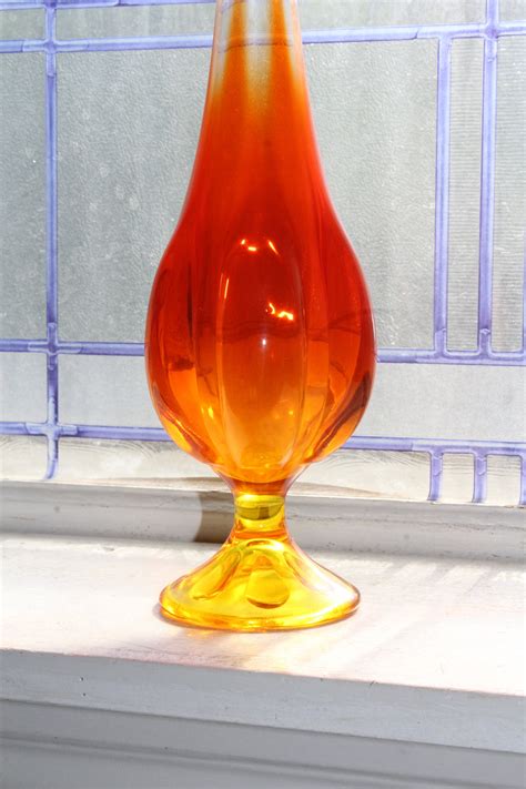 Large Amberina Swung Glass Vase 145 Vintage Mid Century Modern